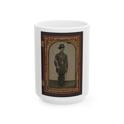 Unidentified Soldier In Union Sergeant's Uniform With Hardee Hat And Sash With Non-Commissioned Officer's Sword (U.S. Civil War) White Coffee Mug-15oz-The Sticker Space