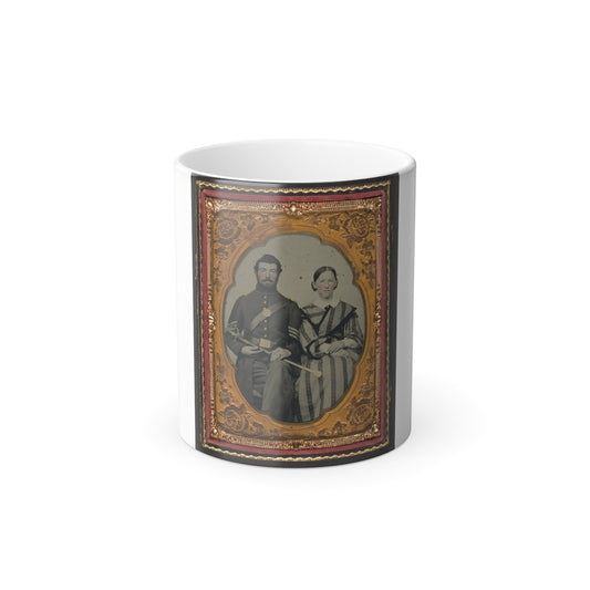 Unidentified Soldier in Union Sergeant's Uniform With Model 1840 Non-Commissioned Officer's Sword Next to Unidentified Woman (U.S. Civil War) Color Morphing Mug 11oz-11oz-The Sticker Space