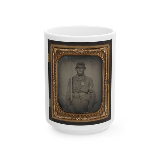 Unidentified Soldier In Union Sergeant's Uniform With Musket And Sword (U.S. Civil War) White Coffee Mug-15oz-The Sticker Space