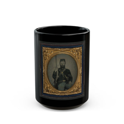 Unidentified Soldier In Union Sergeant's Uniform With Musket (U.S. Civil War) Black Coffee Mug-15oz-The Sticker Space