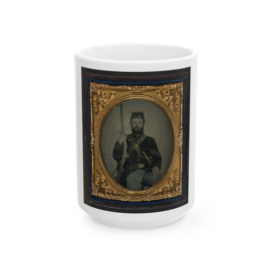 Unidentified Soldier In Union Sergeant's Uniform With Musket (U.S. Civil War) White Coffee Mug-15oz-The Sticker Space