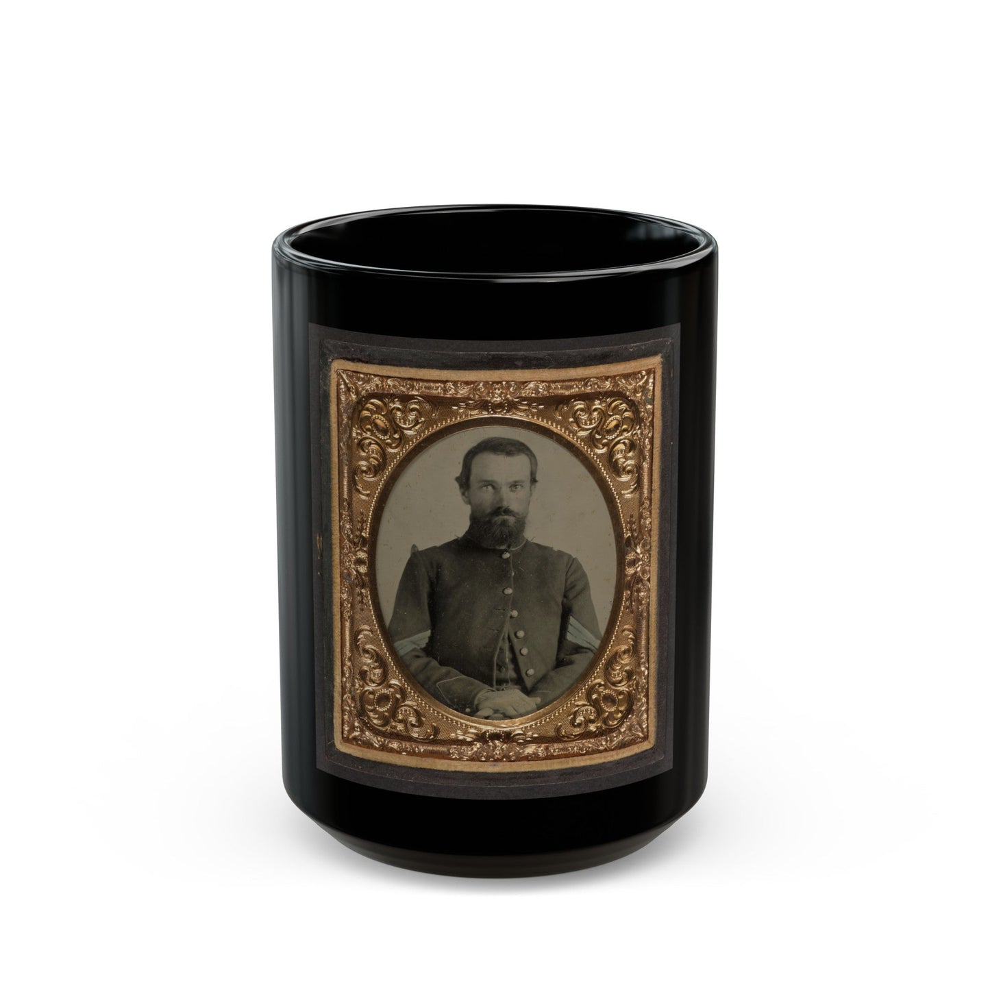 Unidentified Soldier In Union Sergeant's Uniform(2) (U.S. Civil War) Black Coffee Mug-15oz-The Sticker Space