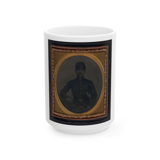 Unidentified Soldier In Union Shell Jacket And Forage Cap With Holstered Sword (U.S. Civil War) White Coffee Mug-15oz-The Sticker Space