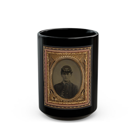 Unidentified Soldier In Union Uniform And 14th New Hampshire Infantry Regiment Kepi (U.S. Civil War) Black Coffee Mug-15oz-The Sticker Space