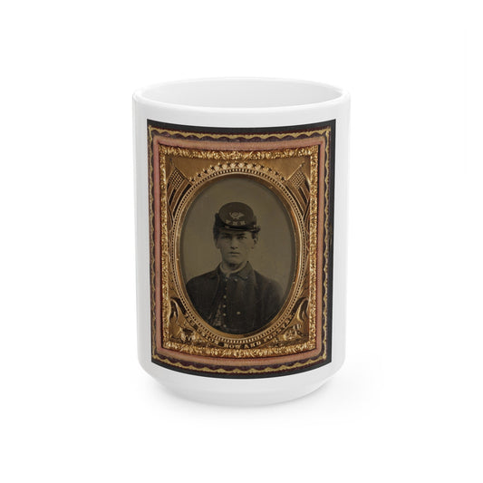 Unidentified Soldier In Union Uniform And 14th New Hampshire Infantry Regiment Kepi (U.S. Civil War) White Coffee Mug-15oz-The Sticker Space