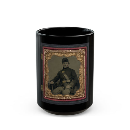 Unidentified Soldier In Union Uniform And 28th Regiment Forage Cap With Cap Box (U.S. Civil War) Black Coffee Mug-15oz-The Sticker Space