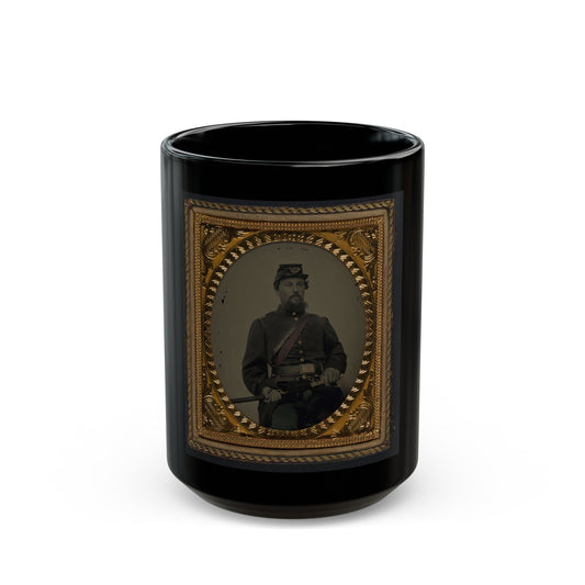 Unidentified Soldier In Union Uniform And 4th Infantry Kepi With Field And Staff Officers Sword (U.S. Civil War) Black Coffee Mug-15oz-The Sticker Space