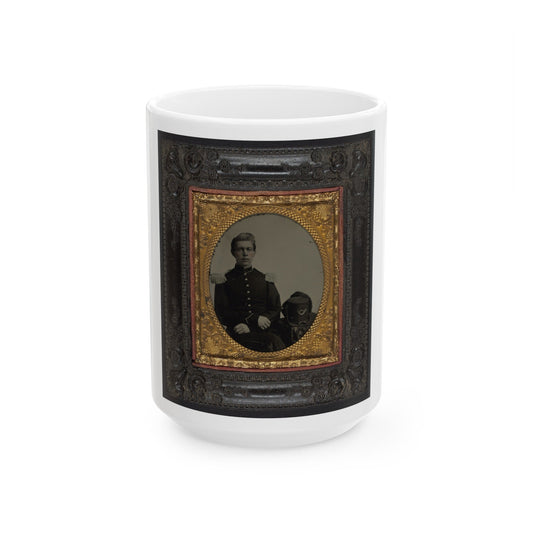 Unidentified Soldier In Union Uniform And Epaulettes With Infantry Hardee Hat (U.S. Civil War) White Coffee Mug-15oz-The Sticker Space