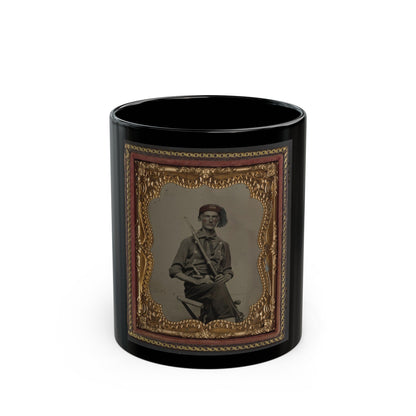 Unidentified Soldier In Union Uniform And Fez With Model 1855 Rifle Musket And Pepperbox Revolver (U.S. Civil War) Black Coffee Mug-11oz-The Sticker Space