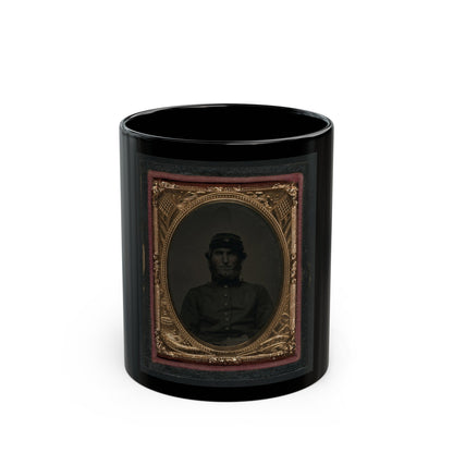 Unidentified Soldier In Union Uniform And Forage Cap 001 (U.S. Civil War) Black Coffee Mug-11oz-The Sticker Space