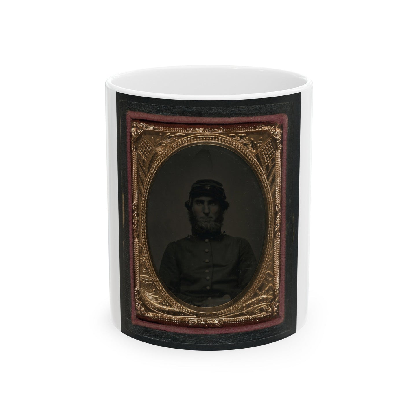 Unidentified Soldier In Union Uniform And Forage Cap 001 (U.S. Civil War) White Coffee Mug-11oz-The Sticker Space