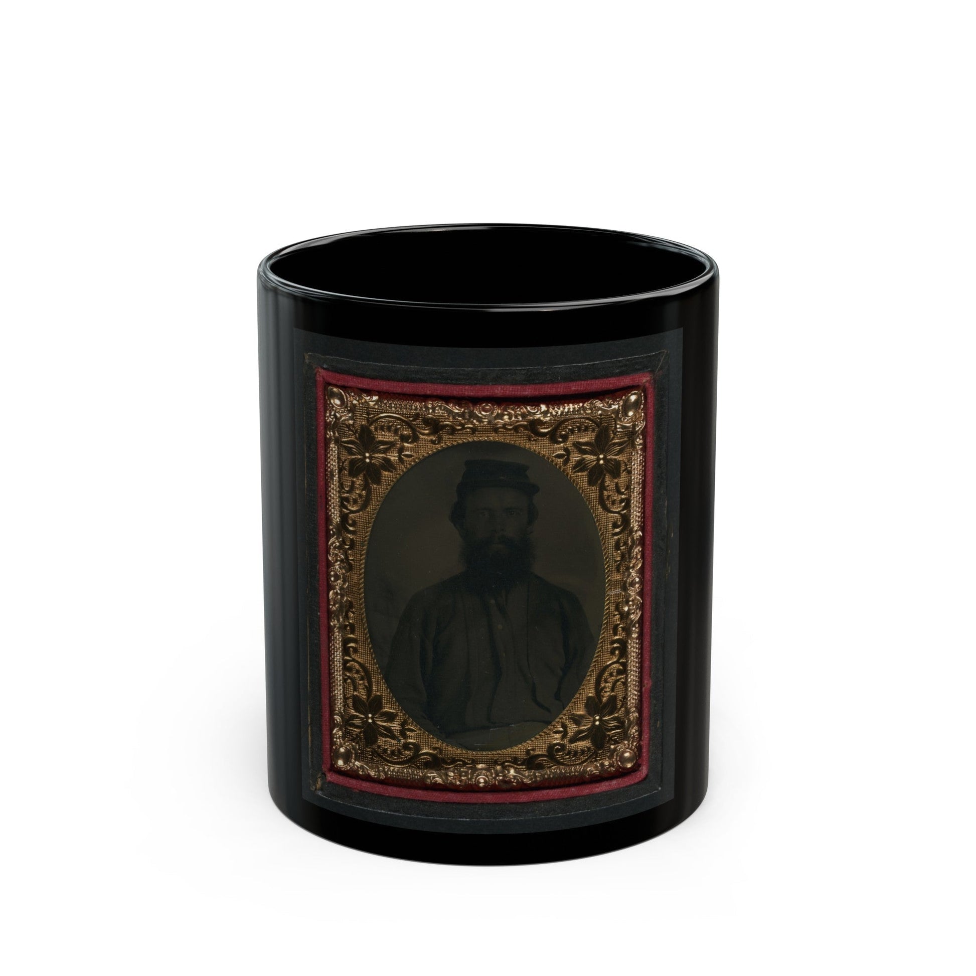 Unidentified Soldier In Union Uniform And Forage Cap 001(2) (U.S. Civil War) Black Coffee Mug-11oz-The Sticker Space