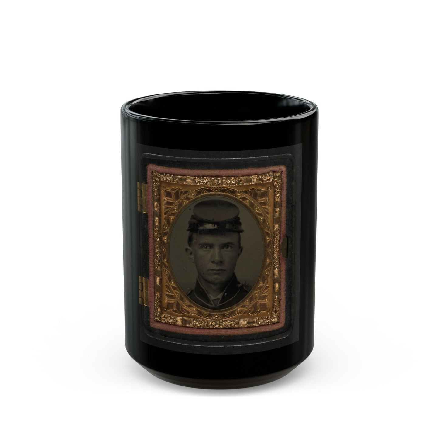 Unidentified Soldier In Union Uniform And Forage Cap 001(3) (U.S. Civil War) Black Coffee Mug-15oz-The Sticker Space