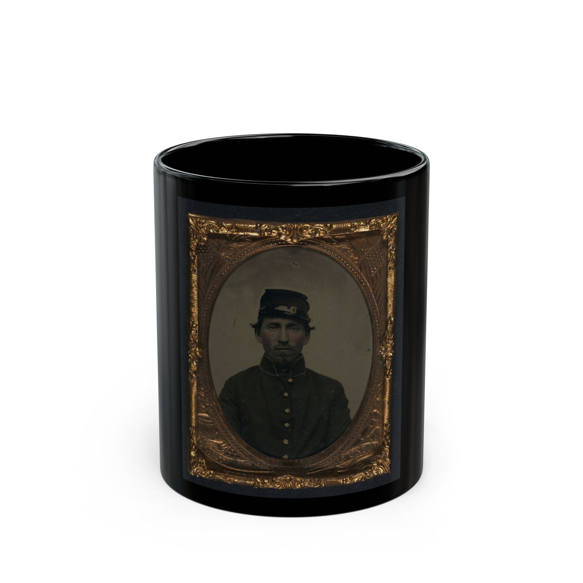 Unidentified Soldier In Union Uniform And Forage Cap 002 (U.S. Civil War) Black Coffee Mug-11oz-The Sticker Space