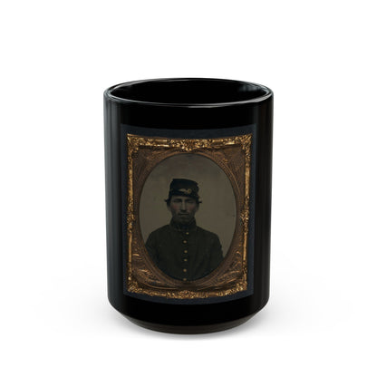 Unidentified Soldier In Union Uniform And Forage Cap 002 (U.S. Civil War) Black Coffee Mug-15oz-The Sticker Space