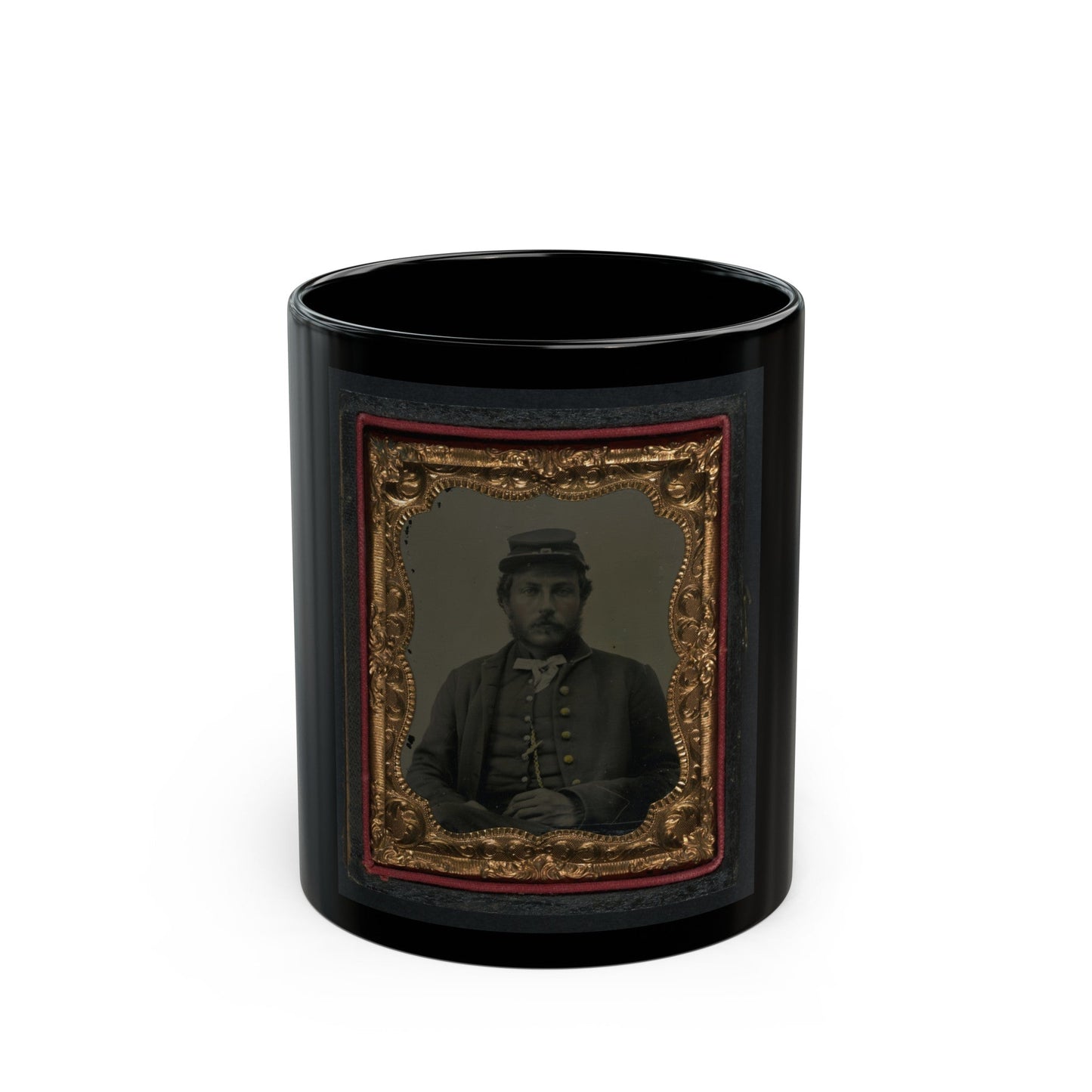 Unidentified Soldier In Union Uniform And Forage Cap 002(2) (U.S. Civil War) Black Coffee Mug-11oz-The Sticker Space