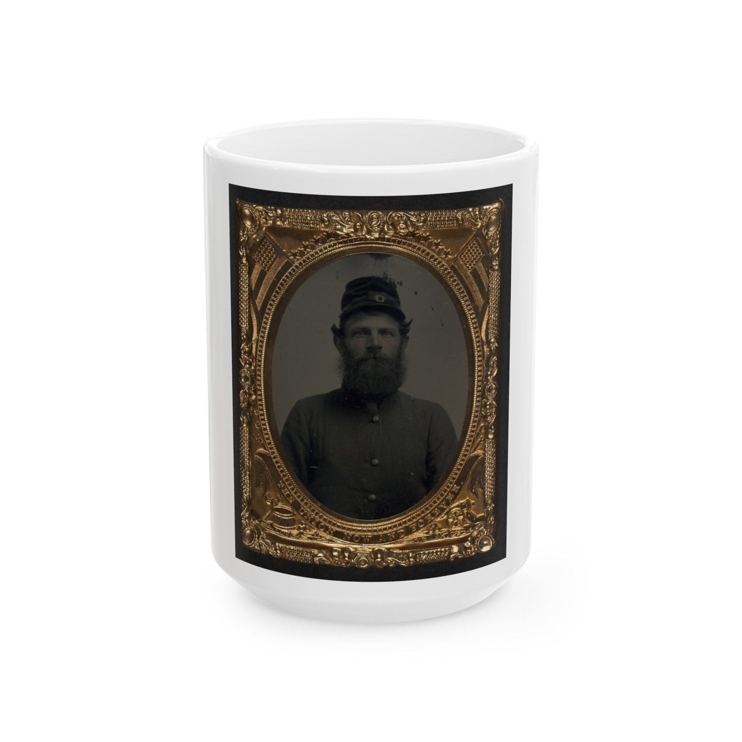 Unidentified Soldier In Union Uniform And Forage Cap 003 (U.S. Civil War) White Coffee Mug-15oz-The Sticker Space