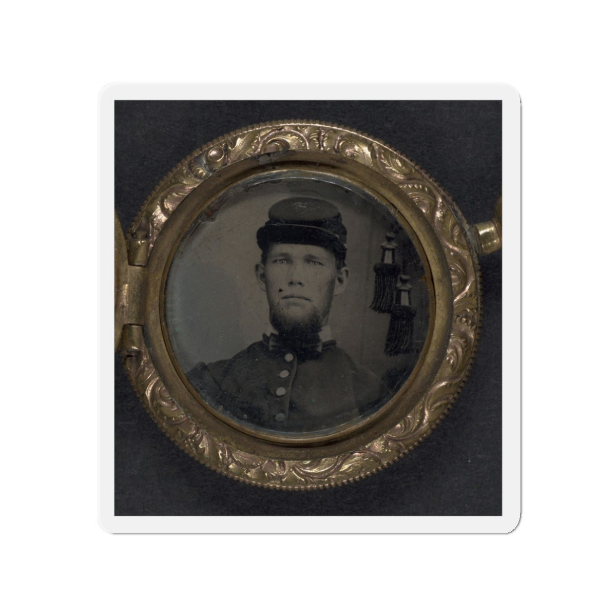 Unidentified Soldier In Union Uniform And Forage Cap In Pendant (U.S. Civil War) Refrigerator Magnet-3" x 3"-The Sticker Space