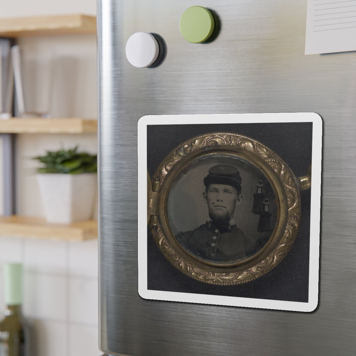 Unidentified Soldier In Union Uniform And Forage Cap In Pendant (U.S. Civil War) Refrigerator Magnet-The Sticker Space