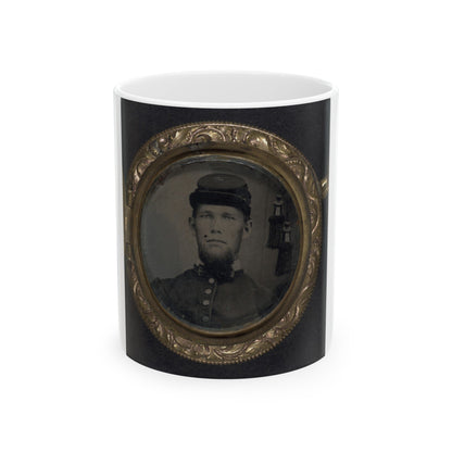 Unidentified Soldier In Union Uniform And Forage Cap In Pendant (U.S. Civil War) White Coffee Mug-11oz-The Sticker Space