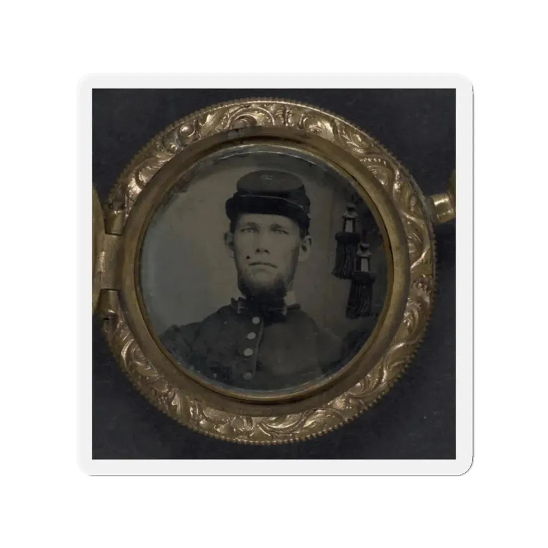 Unidentified Soldier In Union Uniform And Forage Cap In Pendant (U.S. Civil War) Refrigerator Magnet 2 Inch Die-Cut - The Sticker Space