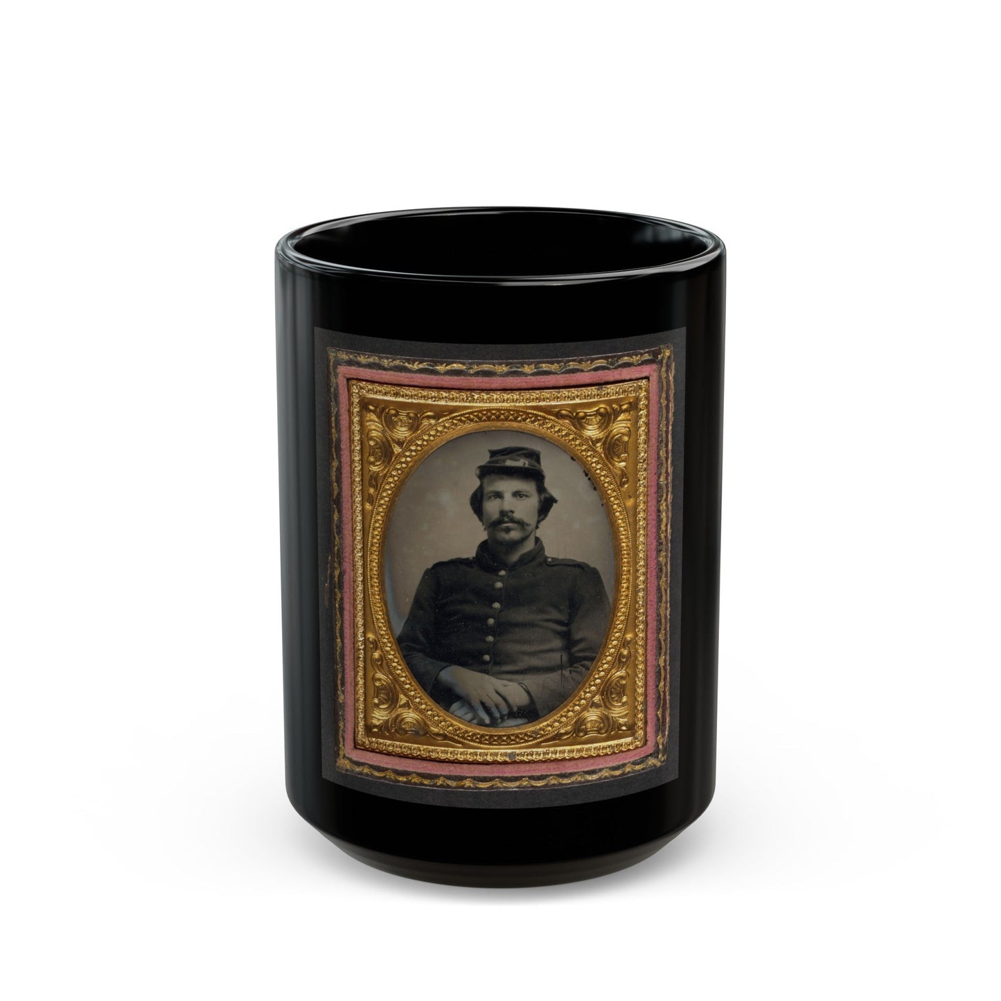 Unidentified Soldier In Union Uniform And Forage Cap (U.S. Civil War) Black Coffee Mug-15oz-The Sticker Space