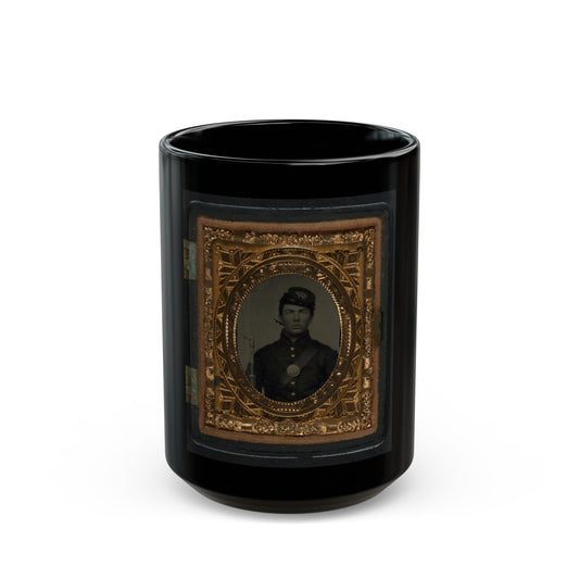 Unidentified Soldier In Union Uniform And Forage Cap With Bayoneted Musket (U.S. Civil War) Black Coffee Mug-15oz-The Sticker Space