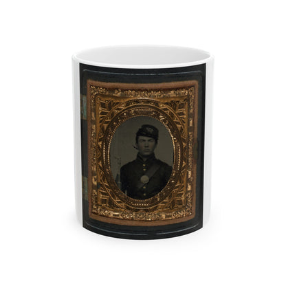 Unidentified Soldier In Union Uniform And Forage Cap With Bayoneted Musket (U.S. Civil War) White Coffee Mug-11oz-The Sticker Space