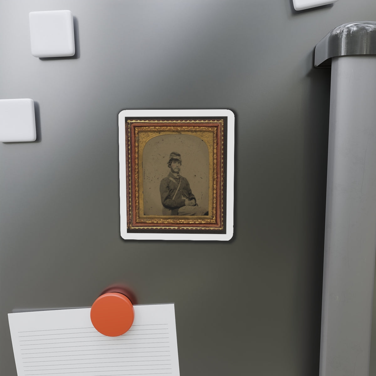 Unidentified Soldier In Union Uniform And Forage Cap With Canteen (U.S. Civil War) Refrigerator Magnet-The Sticker Space