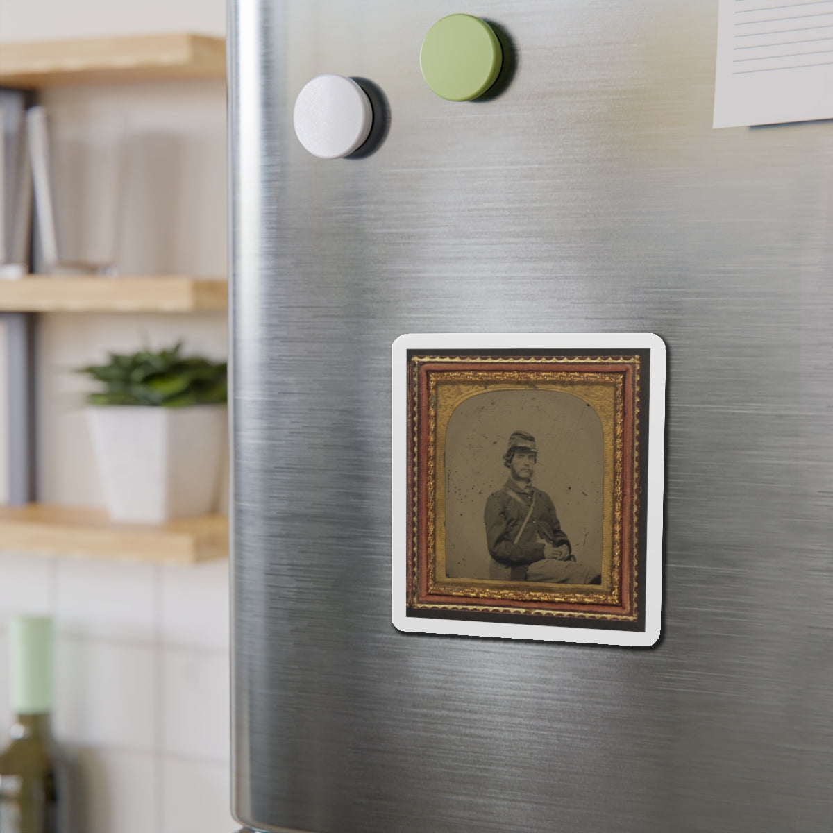 Unidentified Soldier In Union Uniform And Forage Cap With Canteen (U.S. Civil War) Refrigerator Magnet-The Sticker Space