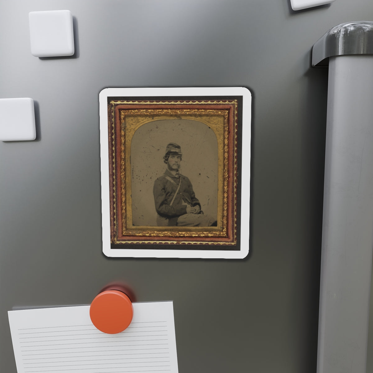 Unidentified Soldier In Union Uniform And Forage Cap With Canteen (U.S. Civil War) Refrigerator Magnet-The Sticker Space