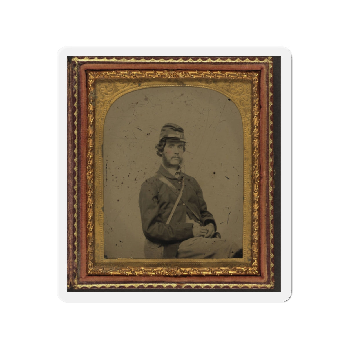 Unidentified Soldier In Union Uniform And Forage Cap With Canteen (U.S. Civil War) Refrigerator Magnet-2" x 2"-The Sticker Space