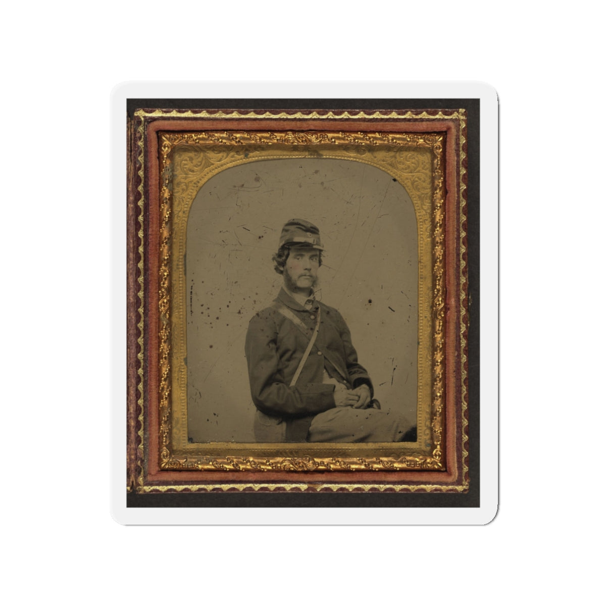 Unidentified Soldier In Union Uniform And Forage Cap With Canteen (U.S. Civil War) Refrigerator Magnet-3" x 3"-The Sticker Space