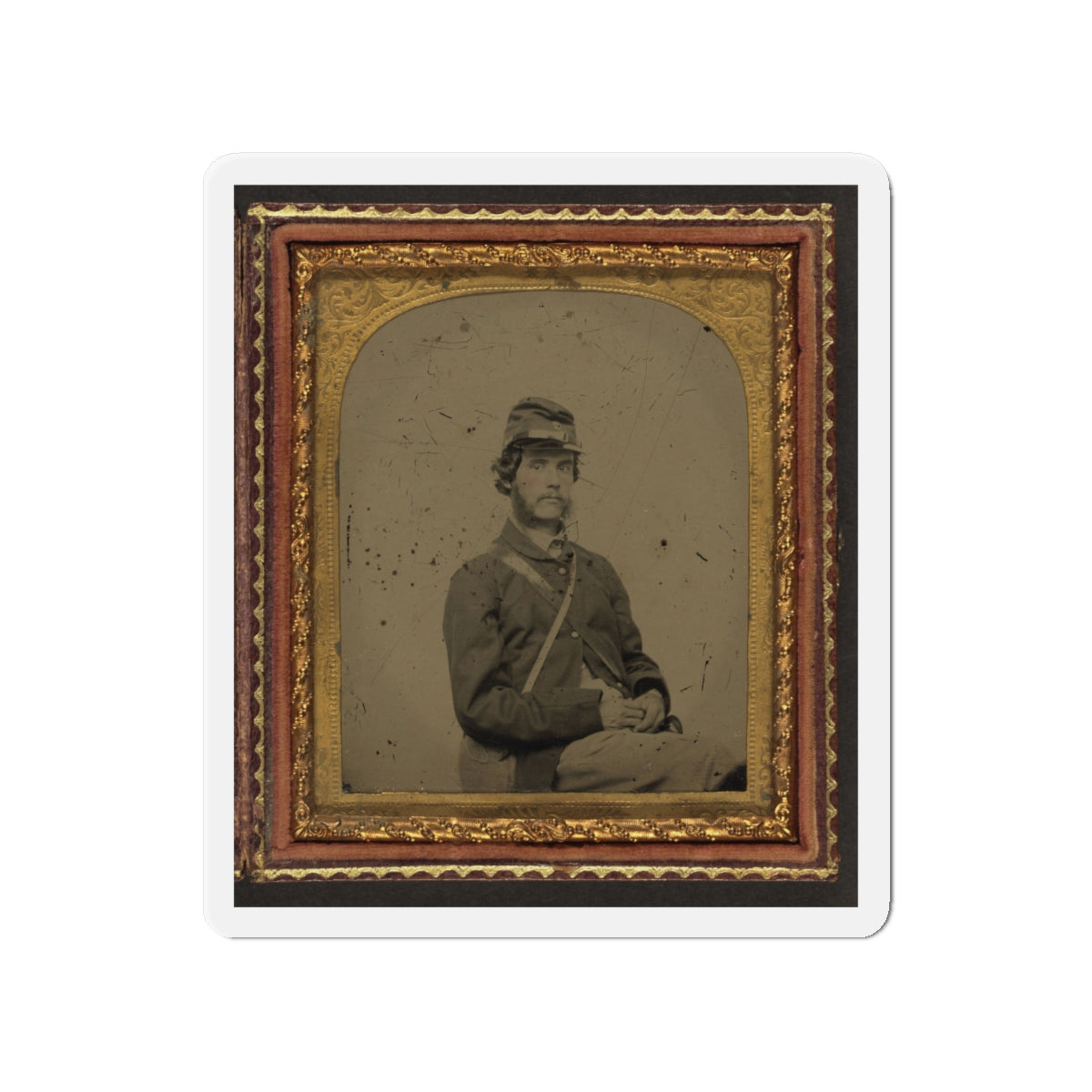 Unidentified Soldier In Union Uniform And Forage Cap With Canteen (U.S. Civil War) Refrigerator Magnet-4" x 4"-The Sticker Space