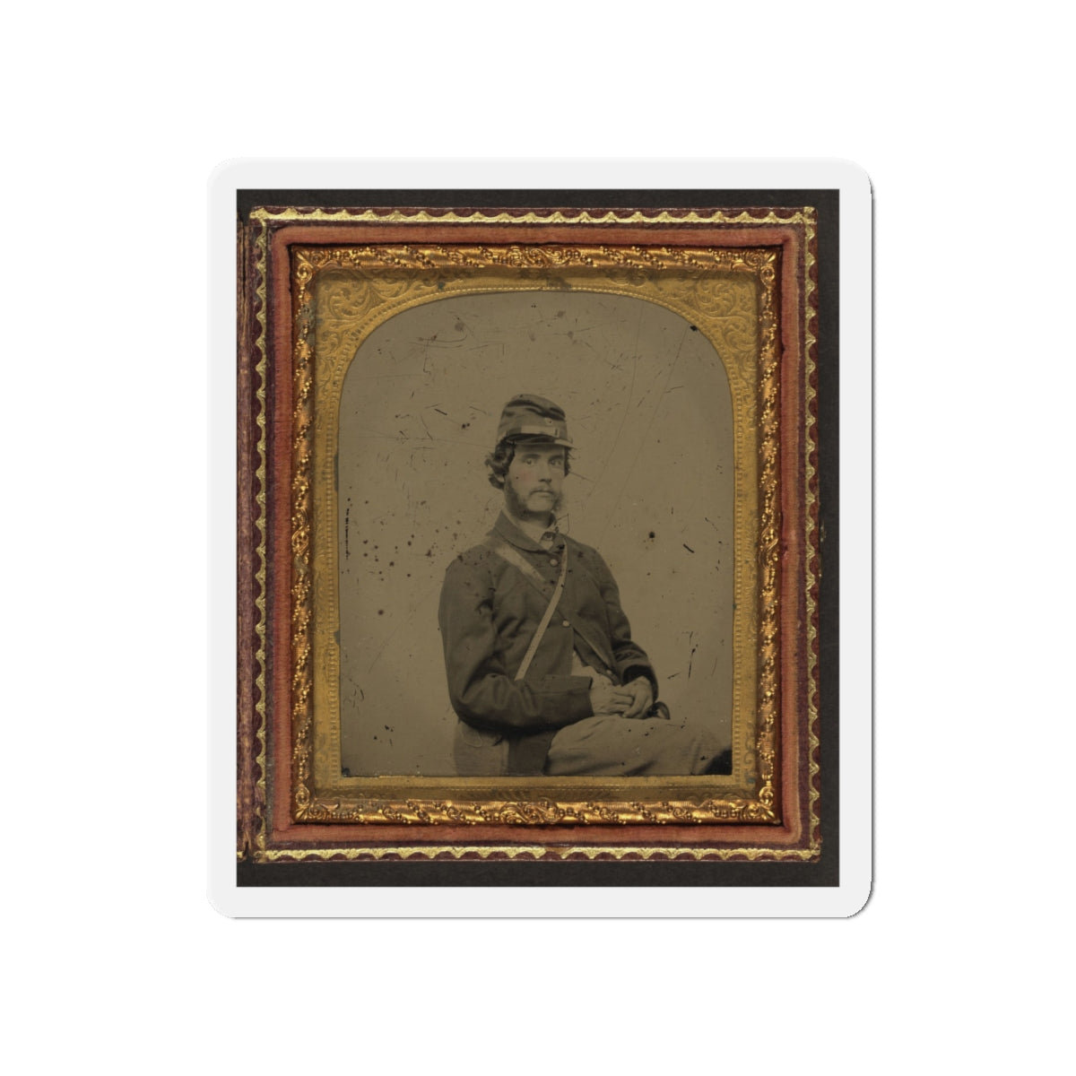 Unidentified Soldier In Union Uniform And Forage Cap With Canteen (U.S. Civil War) Refrigerator Magnet-5" x 5"-The Sticker Space