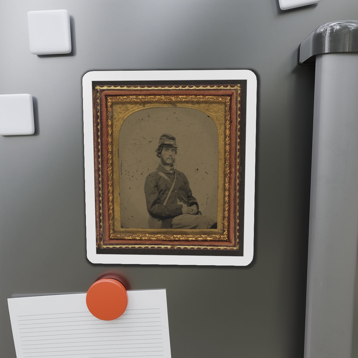 Unidentified Soldier In Union Uniform And Forage Cap With Canteen (U.S. Civil War) Refrigerator Magnet-The Sticker Space