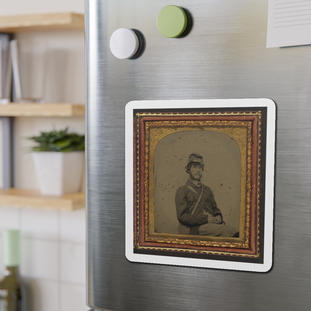 Unidentified Soldier In Union Uniform And Forage Cap With Canteen (U.S. Civil War) Refrigerator Magnet-The Sticker Space