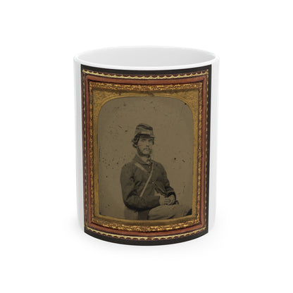 Unidentified Soldier In Union Uniform And Forage Cap With Canteen (U.S. Civil War) White Coffee Mug-11oz-The Sticker Space