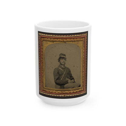 Unidentified Soldier In Union Uniform And Forage Cap With Canteen (U.S. Civil War) White Coffee Mug-15oz-The Sticker Space