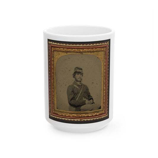 Unidentified Soldier In Union Uniform And Forage Cap With Canteen (U.S. Civil War) White Coffee Mug-15oz-The Sticker Space