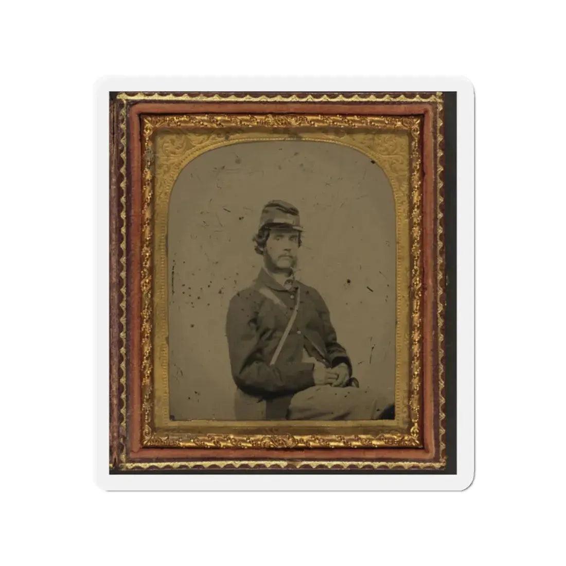 Unidentified Soldier In Union Uniform And Forage Cap With Canteen (U.S. Civil War) Refrigerator Magnet 2 Inch Die-Cut - The Sticker Space