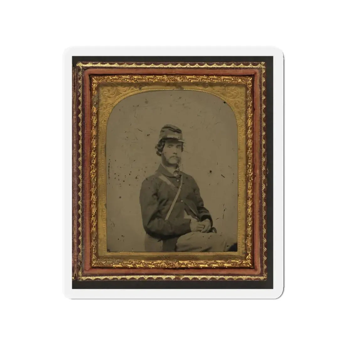 Unidentified Soldier In Union Uniform And Forage Cap With Canteen (U.S. Civil War) Refrigerator Magnet 3 Inch Die-Cut - The Sticker Space