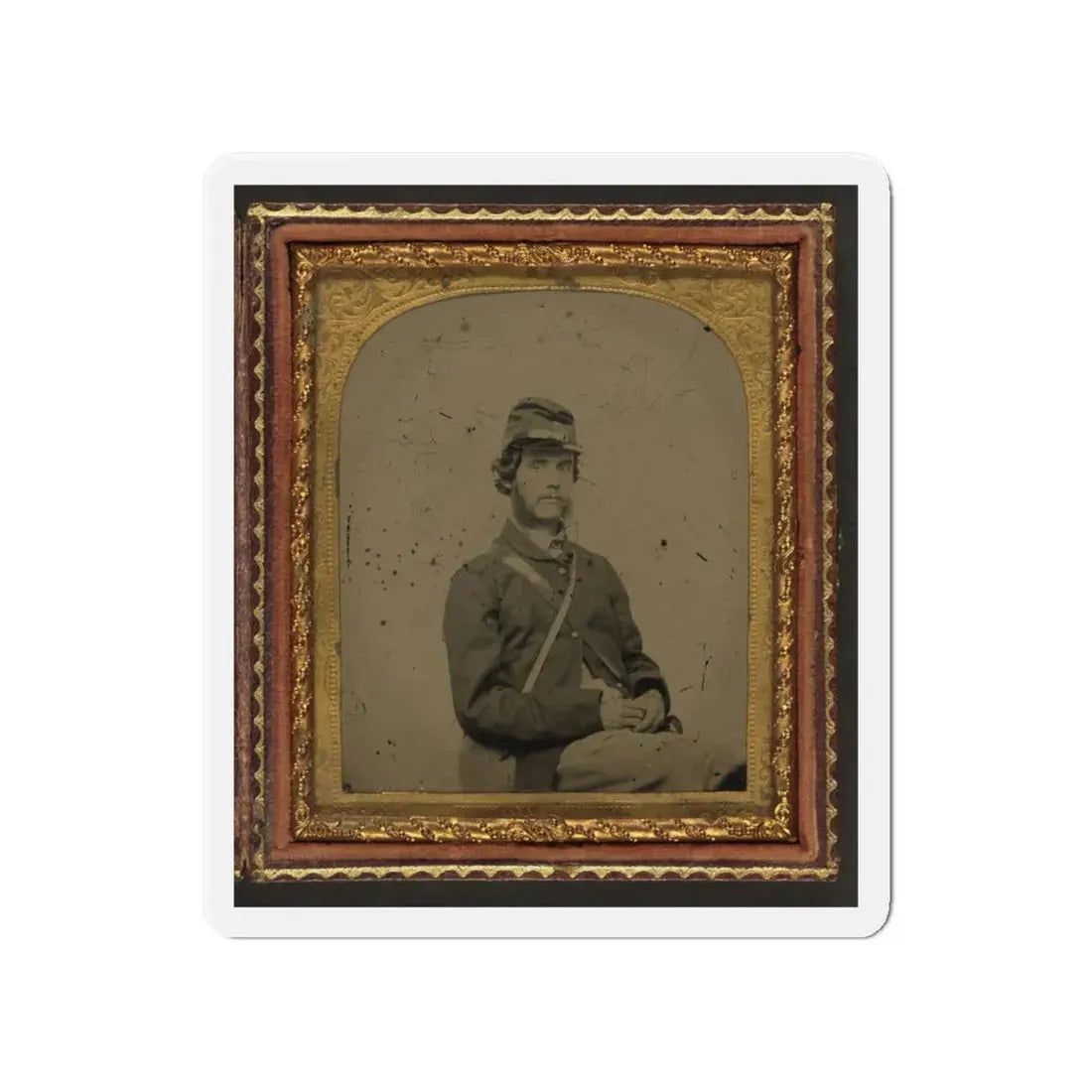 Unidentified Soldier In Union Uniform And Forage Cap With Canteen (U.S. Civil War) Refrigerator Magnet 4 Inch Die-Cut - The Sticker Space