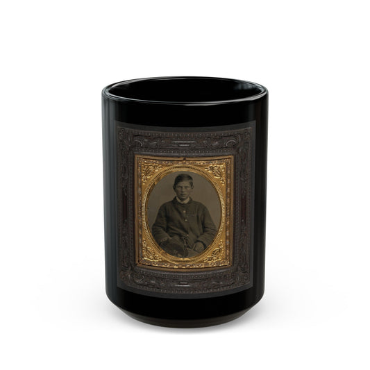 Unidentified Soldier In Union Uniform And Forage Cap With Infantry Insignia And 2nd Corps Army Of The Potomac Badge (U.S. Civil War) Black Coffee Mug-15oz-The Sticker Space