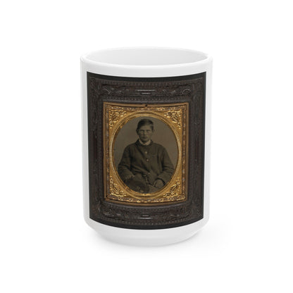 Unidentified Soldier In Union Uniform And Forage Cap With Infantry Insignia And 2nd Corps Army Of The Potomac Badge (U.S. Civil War) White Coffee Mug-15oz-The Sticker Space