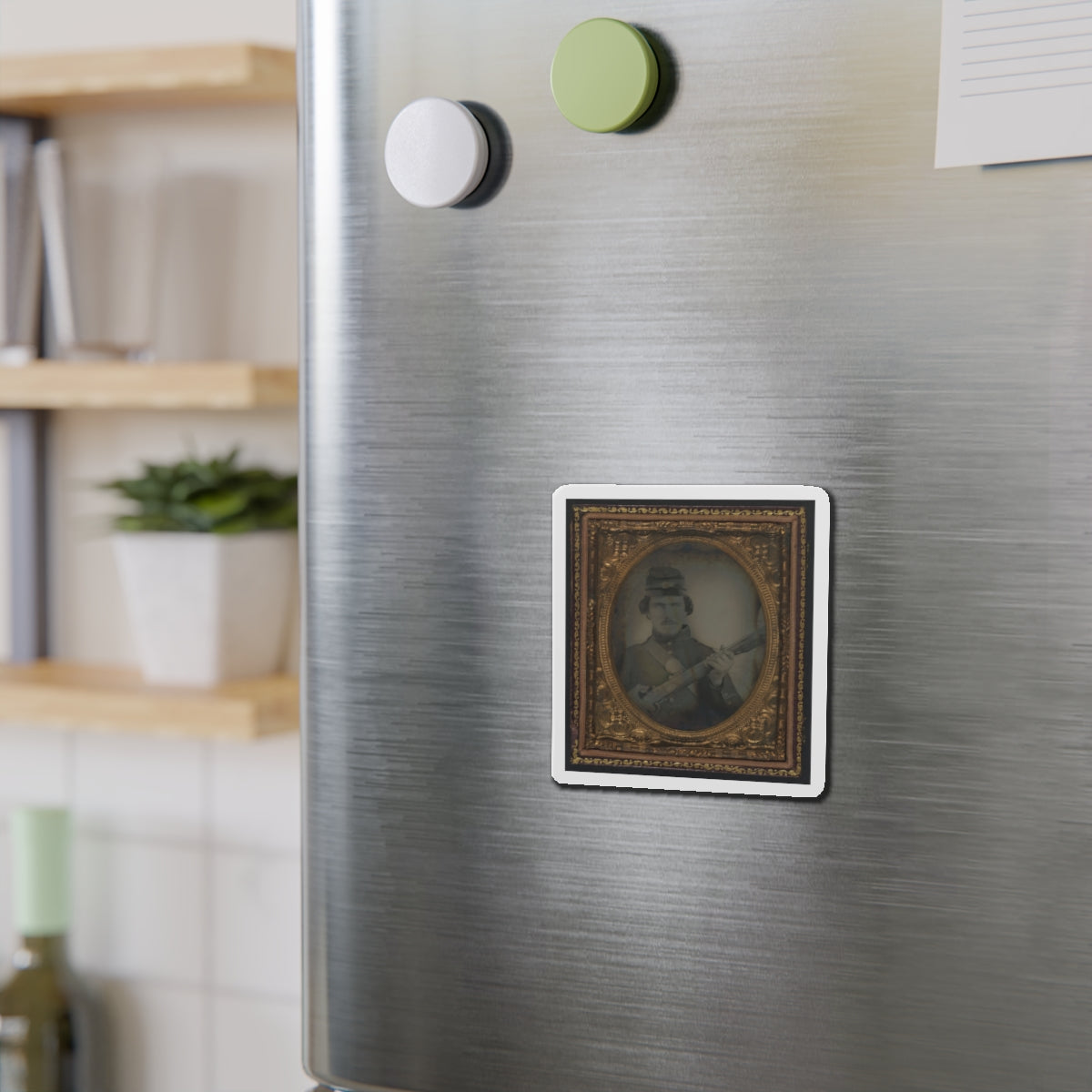 Unidentified Soldier In Union Uniform And Forage Cap With Musket (U.S. Civil War) Refrigerator Magnet-The Sticker Space