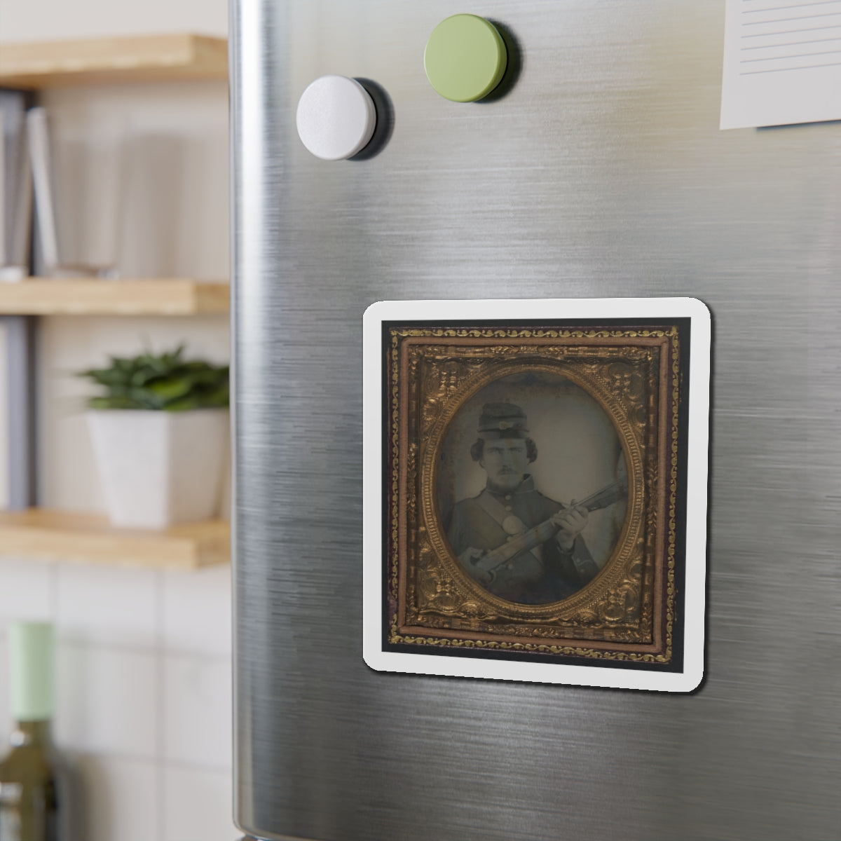 Unidentified Soldier In Union Uniform And Forage Cap With Musket (U.S. Civil War) Refrigerator Magnet-The Sticker Space