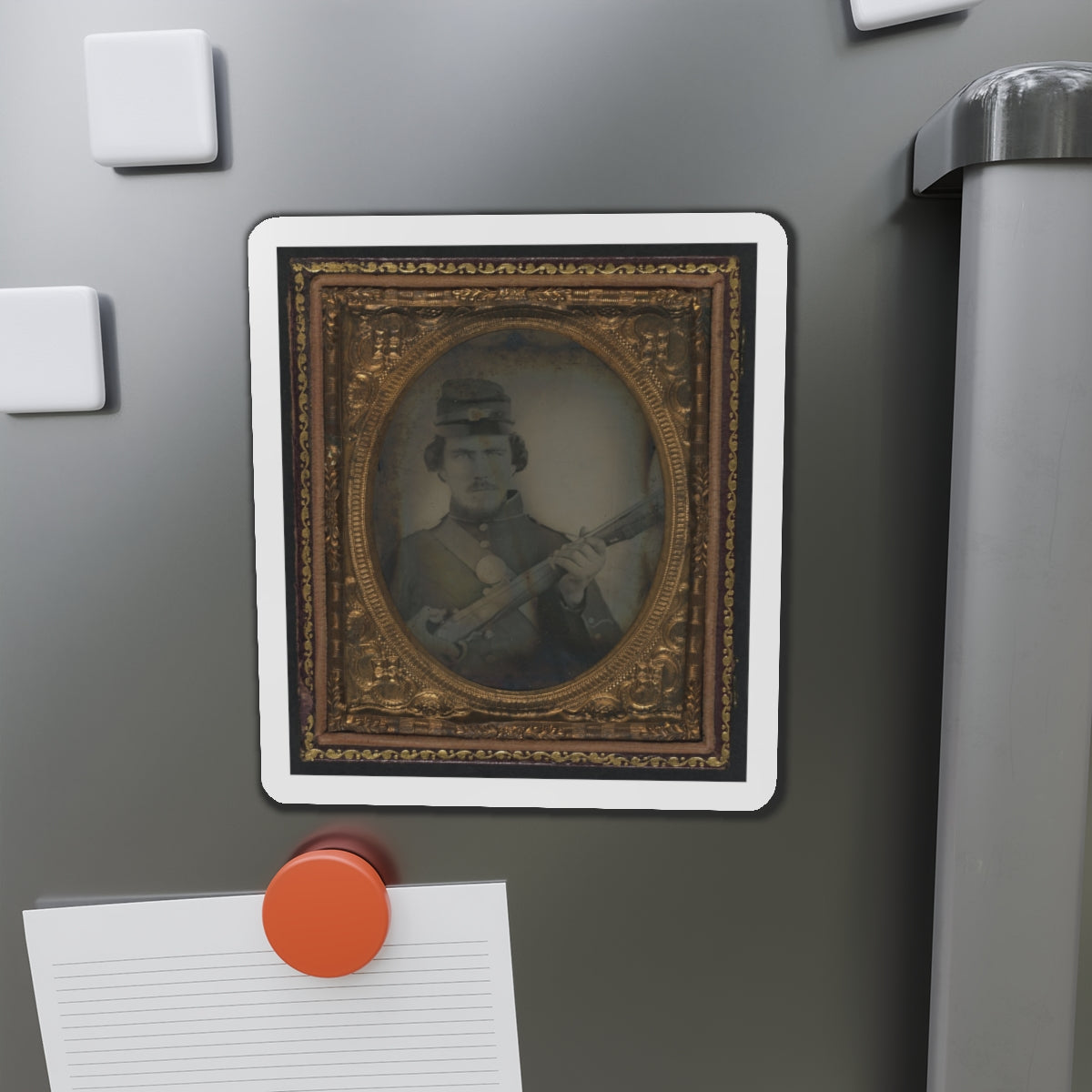 Unidentified Soldier In Union Uniform And Forage Cap With Musket (U.S. Civil War) Refrigerator Magnet-The Sticker Space