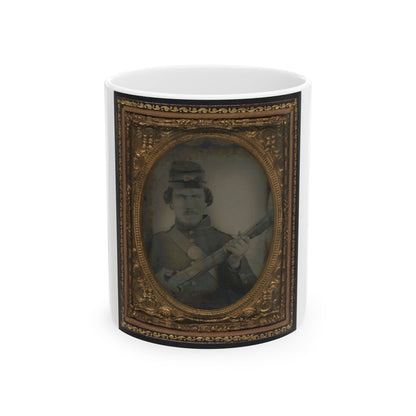 Unidentified Soldier In Union Uniform And Forage Cap With Musket (U.S. Civil War) White Coffee Mug-11oz-The Sticker Space