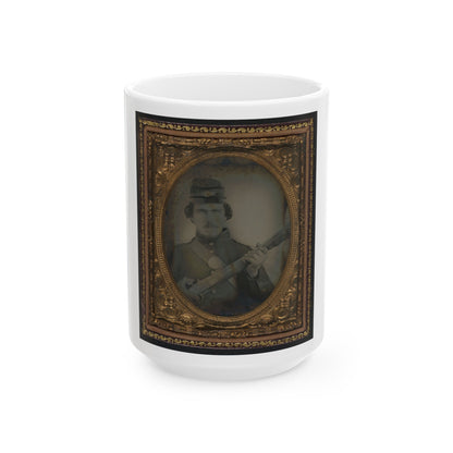 Unidentified Soldier In Union Uniform And Forage Cap With Musket (U.S. Civil War) White Coffee Mug-15oz-The Sticker Space